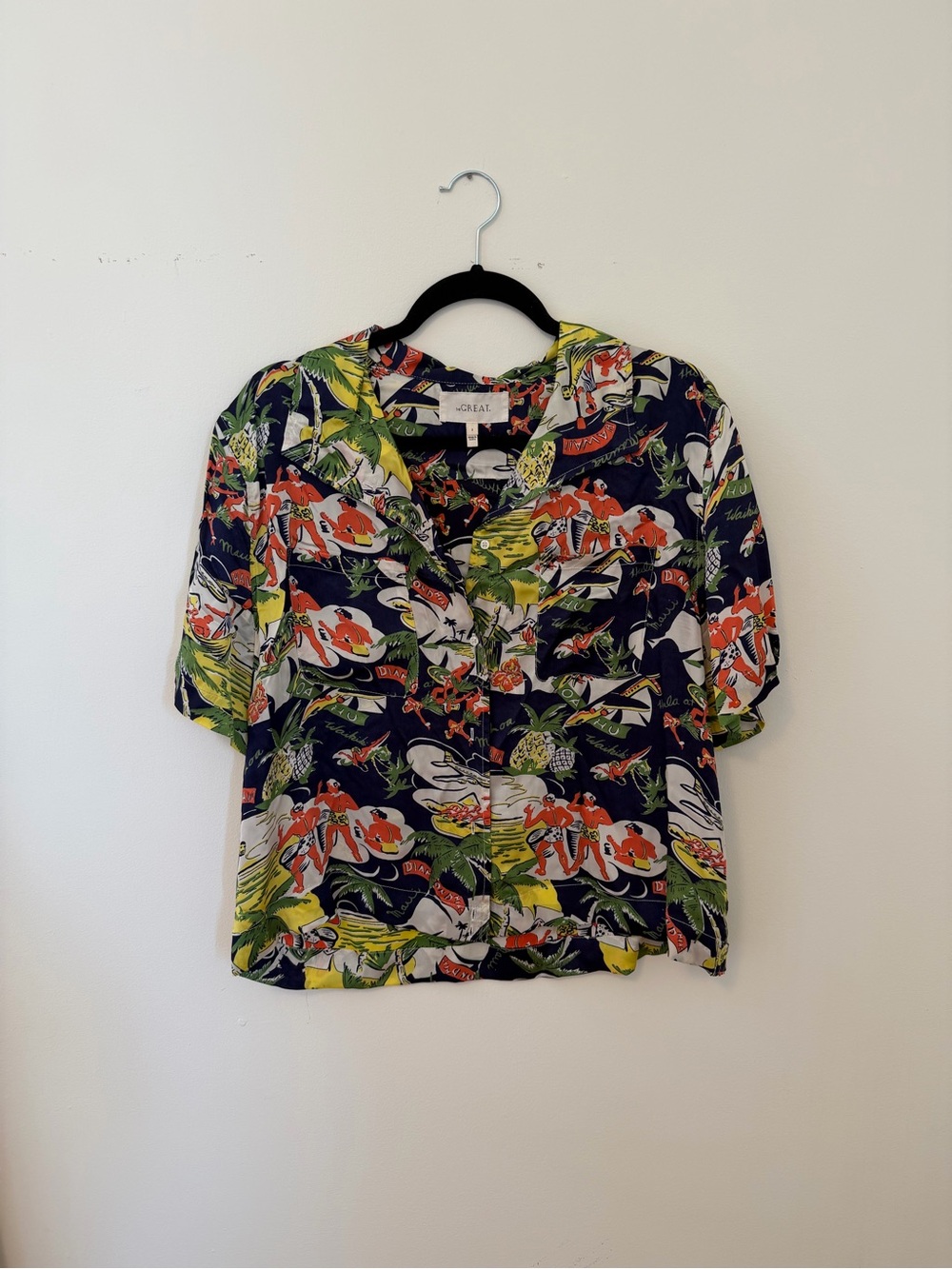 THE GREAT. The Bowling Shirt in Surf Jack Print